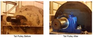 Before and After Refurbishment of Tail Pulley on HVBF